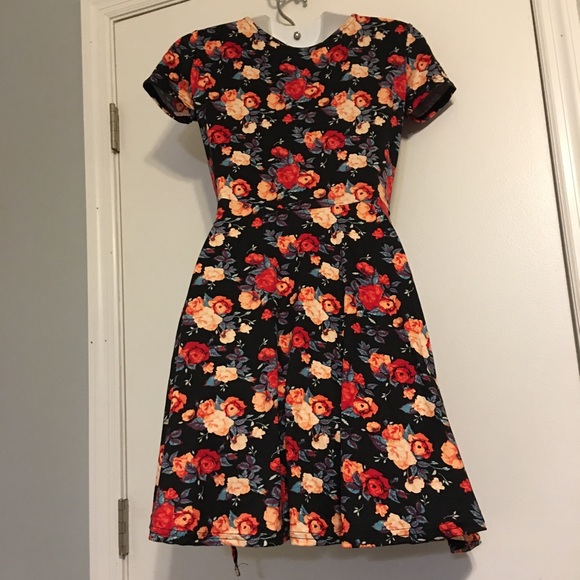 DoubJu v- neckline cap sleeve flared short dress - Picture 7 of 7